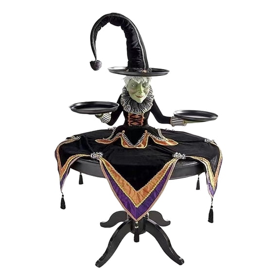 Halloween Witch Candy Tray Centerpiece, Resin Witch Display Stand Halloween Decorations for Tabletop Display and Party Decor As Show