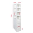 thumbnail image 3 of Tcbosik Narrow Bookcase with Open Shelves, 70.8" Tall Book Shelf with 3 Storage Drawers, Modern Slim Cabinet for Living Room, Dining Room, White, 3 of 8