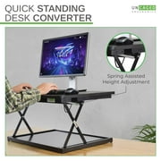 Mini Adjustable Standing Desk Converter – Portable Sit to Stand Desk Riser for Laptops and Monitors with 27.5x19.5 Desktop Surface and 4 Height Settings