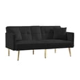 thumbnail image 4 of DEALTOPS Sofa Bed Velvet Black Loveseat Sofa Bed Adjustable Back- Black, 4 of 7