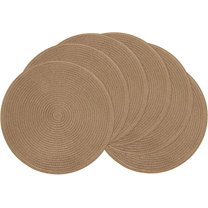 Zhuge Round Braided Placemats Set of 6 Washable Cotton Polyester 15 inch Round Table Place Mat for Dining Table (Brown, 6)