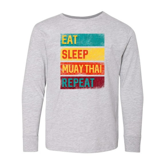 Inktastic Eat Sleep Muay Thai Repeat Long Sleeve Youth T-Shirt