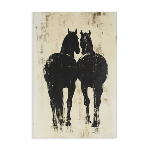 Stupell Industries Twin Horses Facing Away Canvas Wall Art, design by Petal Prints Design