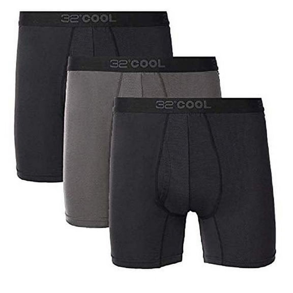 32 DEGREES Mens 3 Pack Active Mesh Boxer Brief (Black (3), L (36-38))