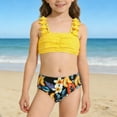thumbnail image 2 of Girls Swimsuits 2 Piece Bathing Suits Beachwear Cute Ruffle Swimsuit with Sun Two Piece Swim for Beach Swimwear 3-5 Years, 2 of 9