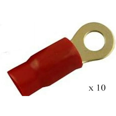 4 Gauge Wire Cable Ring Terminal Connector Gold 3/8 Hole 10 Pack Red Only
