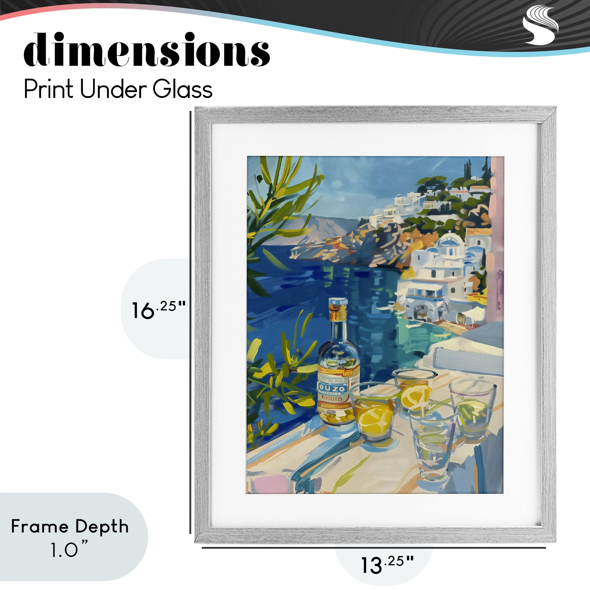 Stupell Industries Drink By The Sea Balcony Gray Framed Print Under Glass, design by The Prints Vibe
