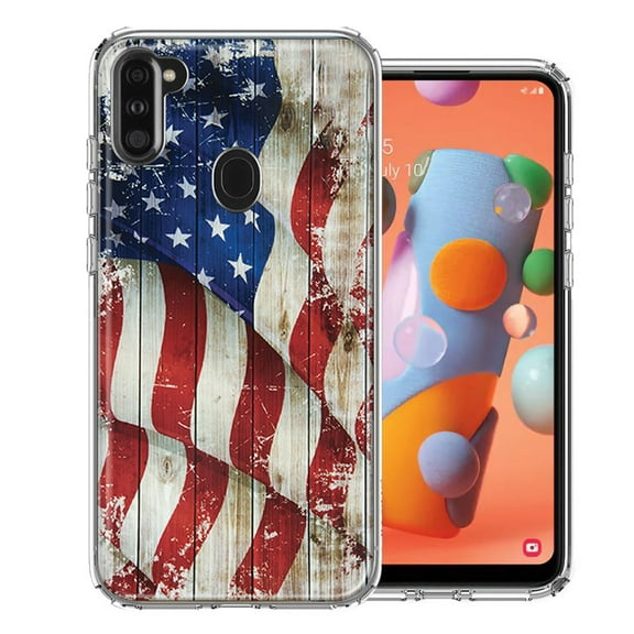 MUNDAZE For Samsung A11 Vintage American Flag Design Double Layer Phone Case Cover