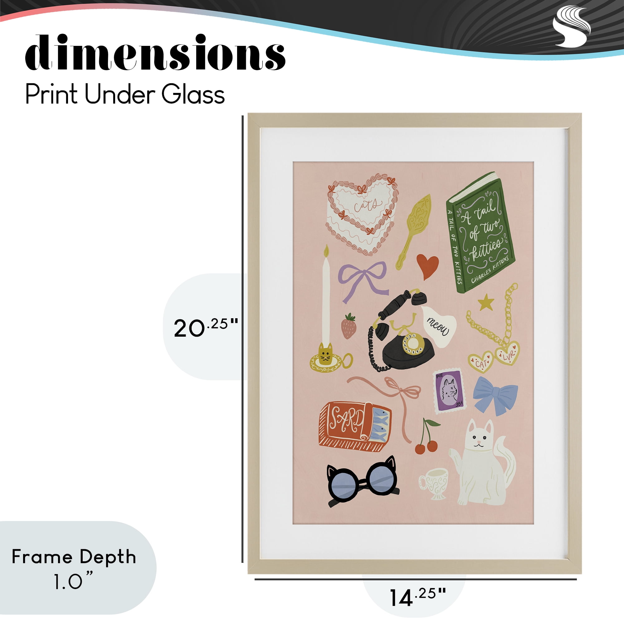Stupell Industries Vintage Cat Lover Trinkets Birch Framed Print Under Glass, design by Amanda Houston