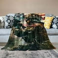 thumbnail image 2 of Creowell  Camo Soldier Throw Blanket Queen for Boys Teen Military Camouflage Vintage American Flag Blanket Blue Lightning Retro USA National Flag Bed Blanket for Adult Kids Men Bedroom Decor White, 2 of 6