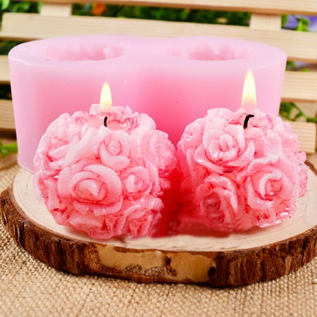 Flexible Silicon Mold - Nicole Flexible 3D Rose Flower Ball Shaped Silicone Decorative Soap Candle Molds