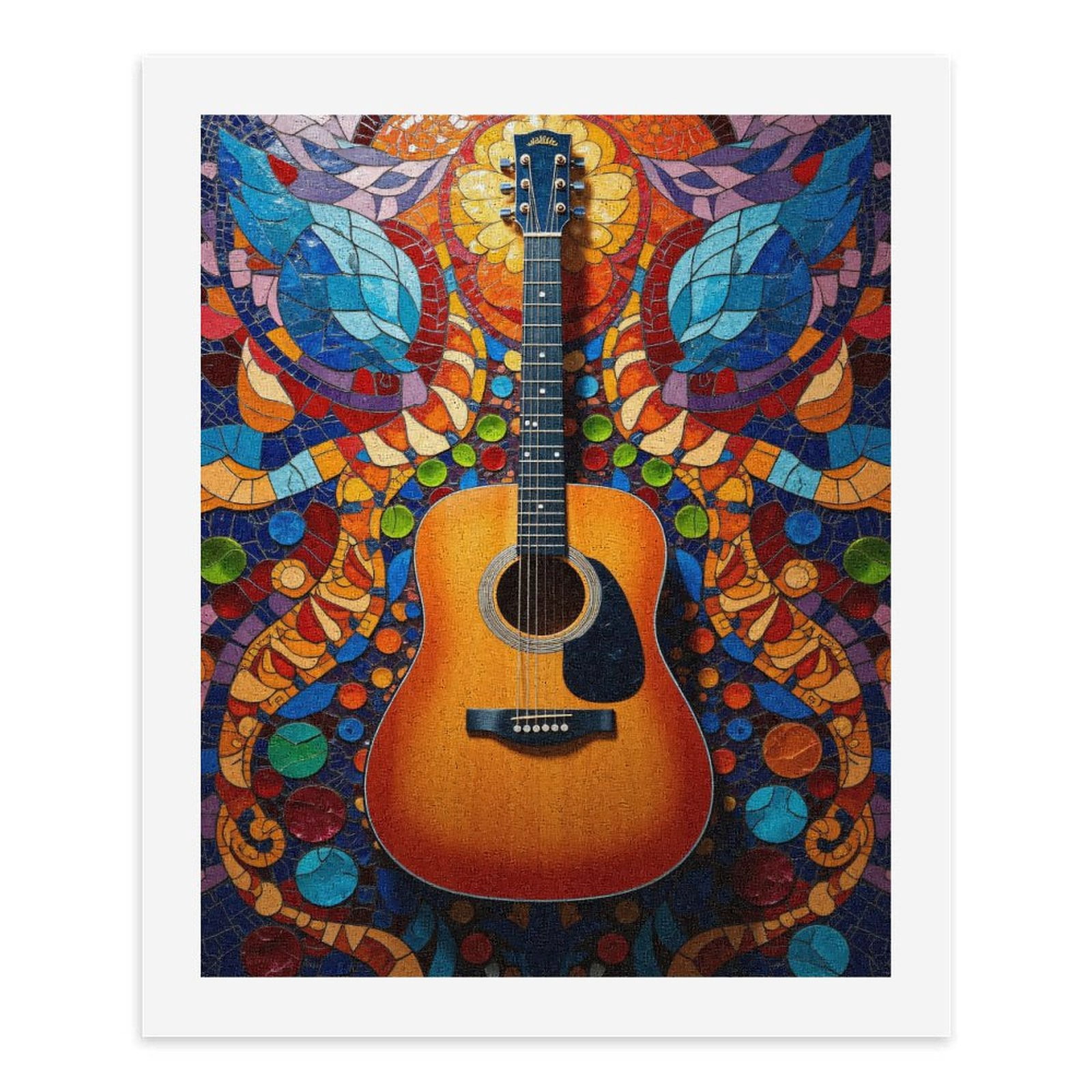 Paint By Numbers Kit for Adults Beginner - DIY Guitar Vibrant Mosaic Art Display Canvas Painting Kits for Adults, Frameless Paint By Number for Adults for Home Wall Decor 16x20 Inch