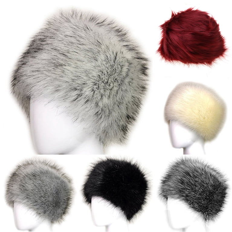 Women Black Faux Fox Fur Hat Russian Winter Warmer Ear Cap  display picture 3