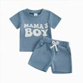 thumbnail image 4 of Xudanell Baby Girl Outfits Embroidered Letter Short Sleeve Toddler Girl T Shirt Checkered Shorts Casual Set Blue 2-3 Years, 4 of 4
