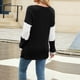 thumbnail image 4 of Camiseta Holgada con Botones y Cuello en V de Larga para Mujer, Otoño e Invierno 2025, con Contraste de Color Negro M, 4 of 10