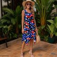 thumbnail image 5 of HELLHERO Sleeveless Midi Dress, Stars Stripes Side Pockets Ladies Irregular Hem Casual Dress, Round Neck Non Deform Sleeveless Sundress for Vacation Coffee Dates, 5 of 8