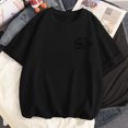 thumbnail image 1 of Camiseta 2023 de algodón para mujer, ropa Harajuku Kawaii con bolsillo y estampado de gato, holgada, informal, de manga corta, Y2k, 100%, 1 of 4