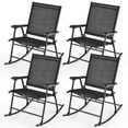 thumbnail image 1 of Gymax 4pcs Patio Folding Rocking Chair Heavy-Duty Metal Frame Rockers Outdoor Black, 1 of 4