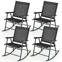 Gymax 4pcs Patio Folding Rocking Chair Heavy-Duty Metal Frame Rockers Outdoor Black