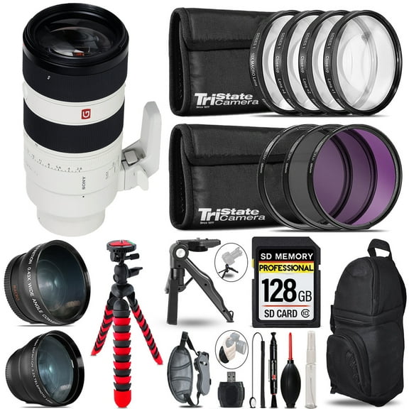 Sony FE 70-200mm f/2.8 GM OSS II Lens - 3 Lens Kit   Tripod   Backpack - 128GB Accessory Bundle