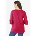 thumbnail image 2 of Roaman's Women's Plus Size Cotton Ultimate Bell Sleeve Tee, 2 of 6