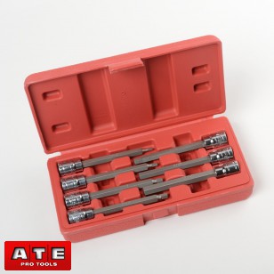 7 Piece 3/8" Drive Extra Long Allen Hex Bit Socket Set MM Metric 3mm To 10 Mm