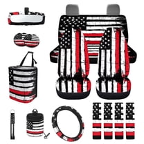Uorisanigo American Firefighters Flag Car Seat Covers Unique Car Seat Cover Full Set Cars Accessories with Seats Belt Covers,Steering Wheel Cover,Auto Trash Can Fits Most Vehicle Gift for Friends