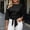 Black, variant on Retro Vintage Womens Summer Tops Crew Neck Polyester Blend Elbow-Length Beige Modern Solid Fashion Ribbon Blouses & Tops Beige,Xxxl