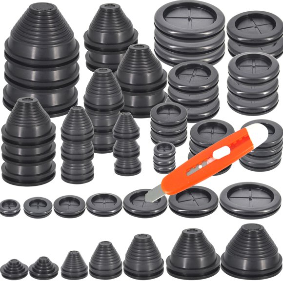 Kit de protección de cables con ojales de goma, 28 piezas, para taladrar orificios
