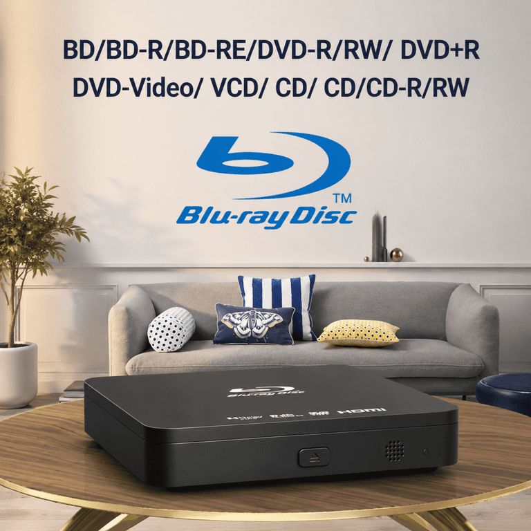 Tojock Blu-ray DVD Player for TV, HDMI Compact, 1080P Playback