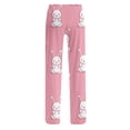 thumbnail image 6 of Adult Easter Pajamas Stretch Waist Drawstring Lounge Sleepwear Funny Bunny Print Comfy Wide Leg Pants (Watermelon Red,2XL), 6 of 6