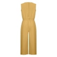 thumbnail image 5 of SDNall 1 Jumpsuits for Sleeveless Pocket Solid Color Loose Straight Pants Fashion Romper Pants Summer Outfits for Women (Yellow, Sizes S-XXXXL), 5 of 9