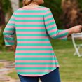 thumbnail image 5 of Garbnen L-5XL Striped Plus Size Shirts for Women 3/4 Sleeve Curved Hem Crewneck Tops for Women Color Block Fashion Tunic Tops Women, 5 of 5