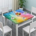 thumbnail image 3 of Colorful Tie Dye Wave Pattern Square Fitted Tablecloth with Elastic Edge,Square Table Cover,Washable Elastic Table Cover for Home Kitchen Party Decor 34"x34", 3 of 6