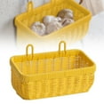 thumbnail image 2 of Woven Storage Basket, Wall Mounted Vegetable Organizer for Kitchen, Plastic Wicker Hanging Basket for Garlic Onion Fruits, Home Organization, Woven Hanging Basket Yellow, 2 of 8
