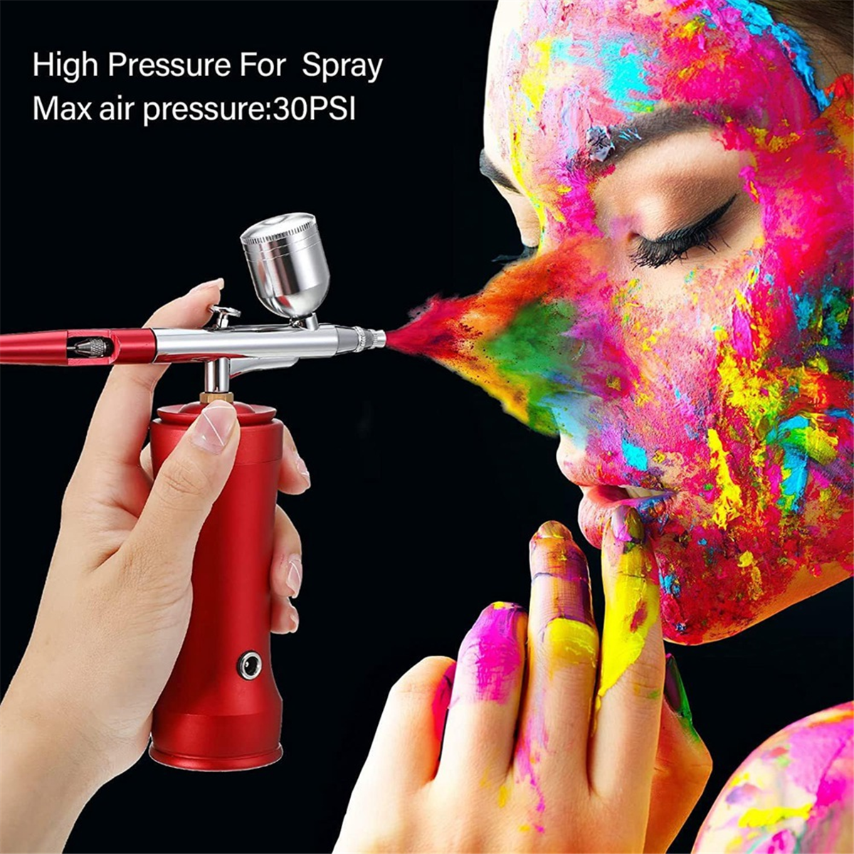 Airbrush Kit with Compressor,30PSI Cordless AirbrushGun Kit with Air Hose Rechargeable Handheld Airbru