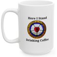 thumbnail image 1 of Lutheran Ceramic Mug, Here I Stand, Gift for Coffee Lovers, 11oz 15oz, 1 of 2
