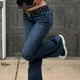 thumbnail image 5 of Moda mujer Sexy Color sólido Denim Pokets Thin Casual Boot Cuts Wide Legs Jeans Pantalones Fridja  hfkajh103554, 5 of 8