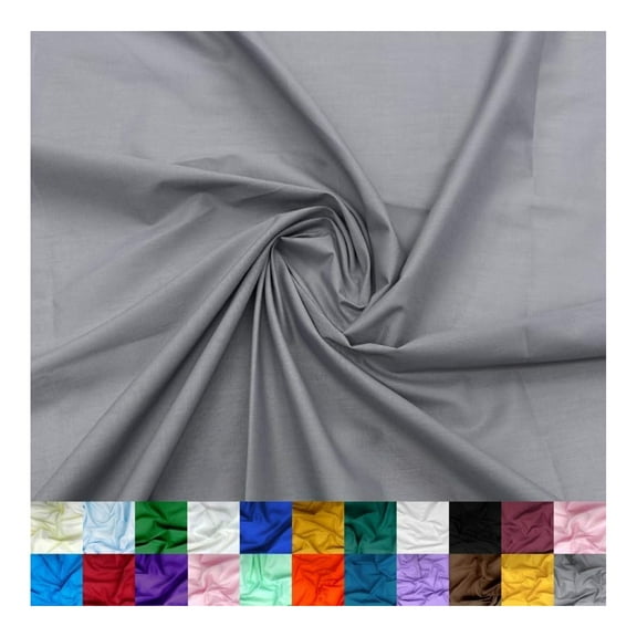 Cotton Polyester Broadcloth Fabric by The Yard - 60" Wide Soft & Breathable Broadcloth Fabric for Sewing - Perfect for Apparel, Bedding, Curtains and More - Silver - 10 Yards