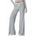 thumbnail image 2 of Pantalones Acampanados de Encaje para Mujer, de Cintura Baja, Informales, para Hacer Ejercicio, Ropa de Calle. Gris M, 2 of 9