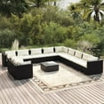 thumbnail image 1 of vidaXL 12 Piece Garden Lounge Set with Cushions Black Poly Rattan, 1 of 5