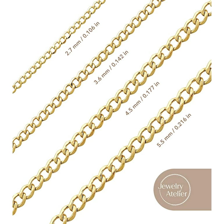 Jewelry Atelier Gold Chain Necklace Collection - 14K Solid Yellow Gold  Filled Miami Cuban Curb Link Chain Necklaces for Women and Men with  Different