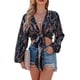 thumbnail image 5 of Txlixc Blusa de manga larga para mujeres, flor / patrón geométrico / vendaje impreso leopardo Txlixc moda, 5 of 9