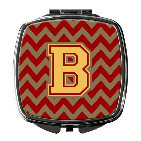 Letter B Chevron Garnet and Gold Compact Mirror