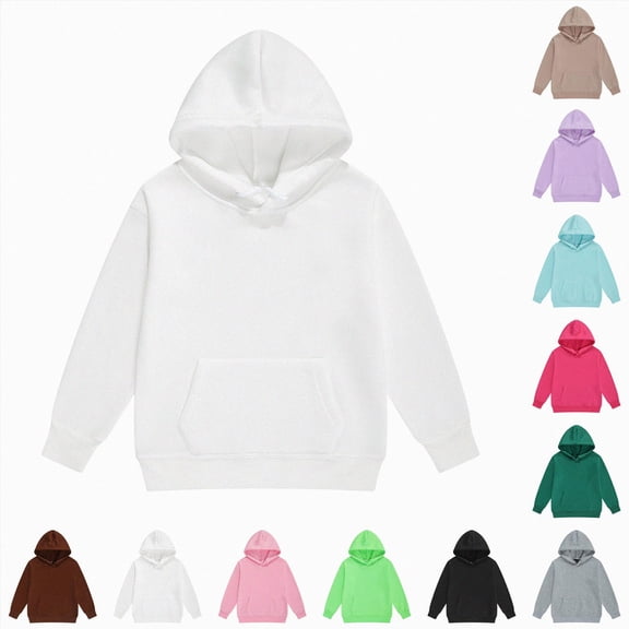 Xudanell Kids Cotton Hoodies Toddler Fall Pullover Hooded Medium Weight Sweatshirts with Pocket for Boys and Girls Hot Pink,Size 9-10 Years