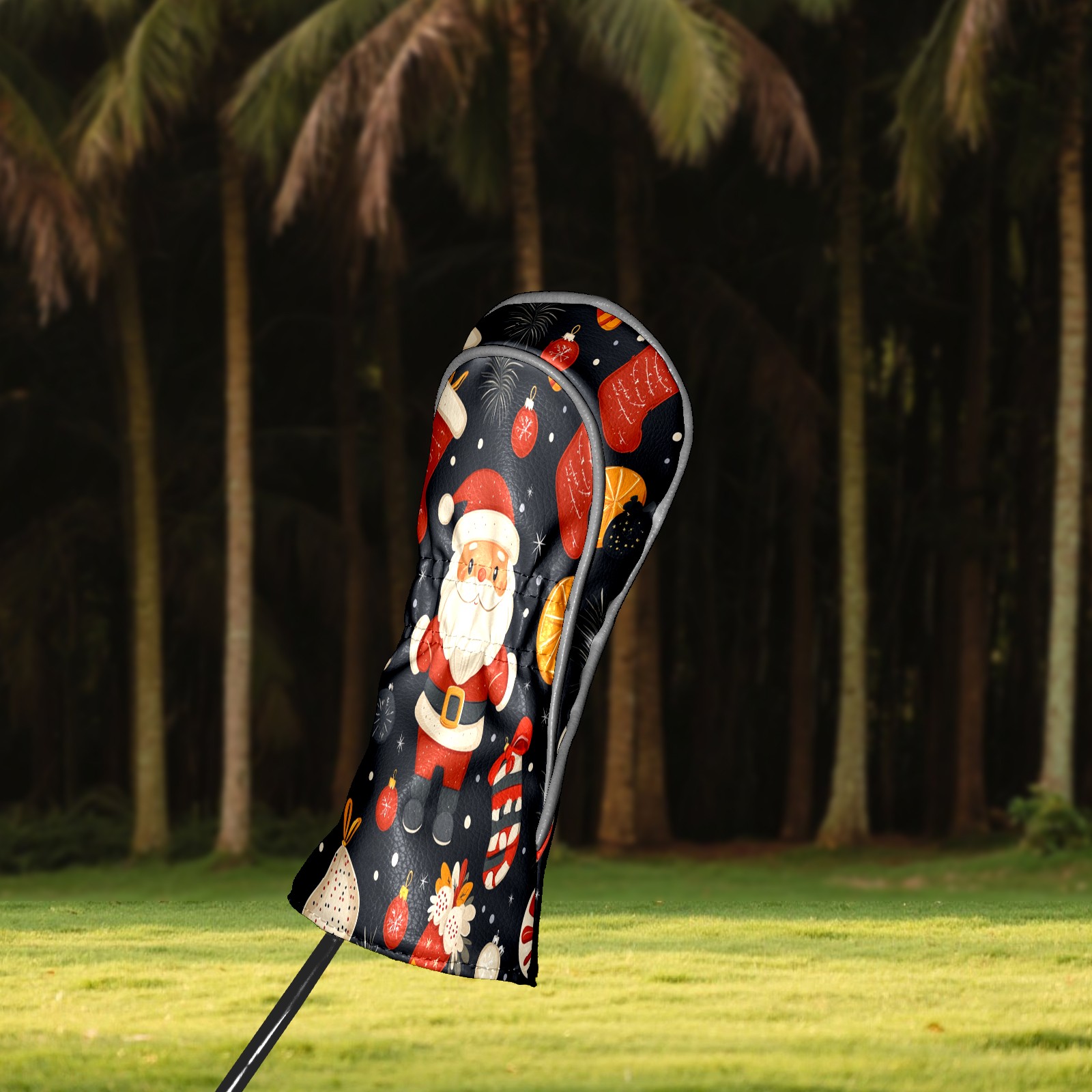 Golf Club Covers PU Leather Waterproof Head Covers for Fairway Woods Hybrids Christmas Pattern Unisex Fits Most Brands