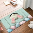 thumbnail image 3 of Cute Easter Rabbit Wood Entrance Door Mat, Funny Eggs Bunny Low Profile Tradition Decor Welcome Mat, Non-Slip Carpet Rugs Floor Mat Decorative for Home/Bathroom/Kitchen/Indoor - 16"x24", 3 of 6