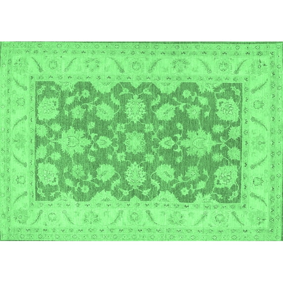 Ahgly Company Indoor Rectangle Oriental Emerald Green Traditional Area Rugs, 5' x 8'