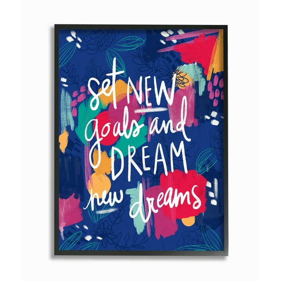 The Stupell Home Decor Collection New Goals Painted Inspirational Oversized Framed Giclee Texturized Art, 16 x 1.5 x 20