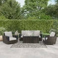 thumbnail image 1 of Better Homes & Gardens Rockport 4-Piece Steel Outdoor Conversation Set with Cushions and Patio Covers, Brown, 1 of 11